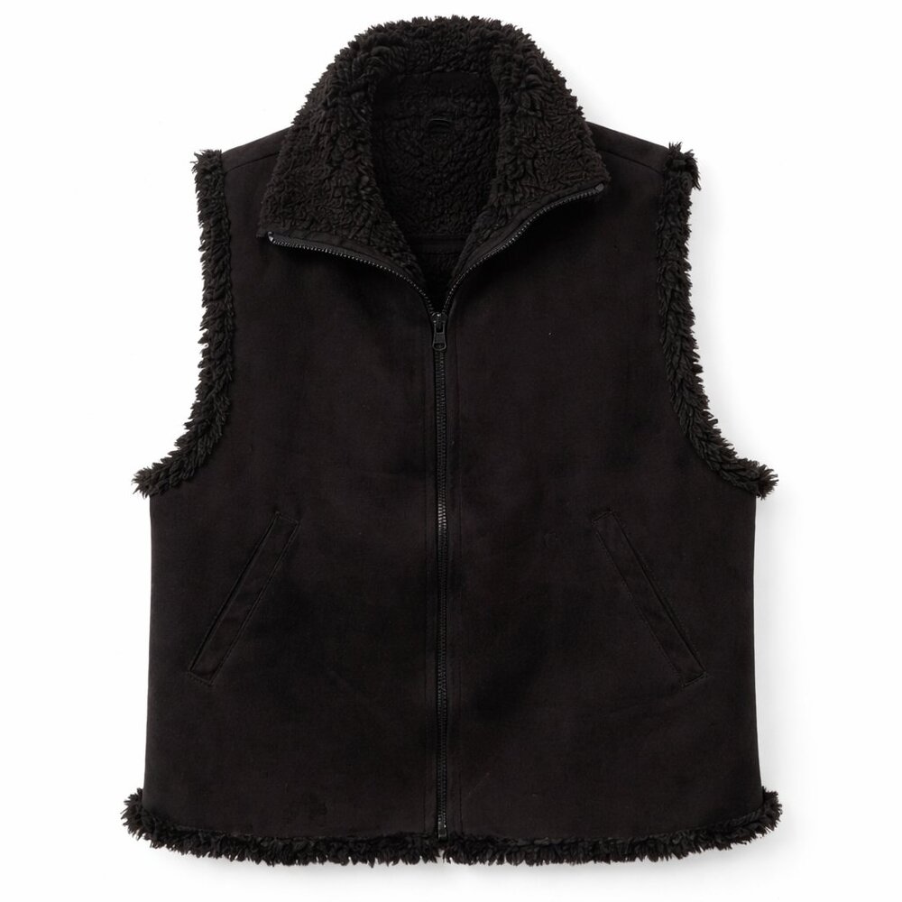 Cejon Black Fleece-Lined Full Zip Vest | Front Pockets, Cozy Layering